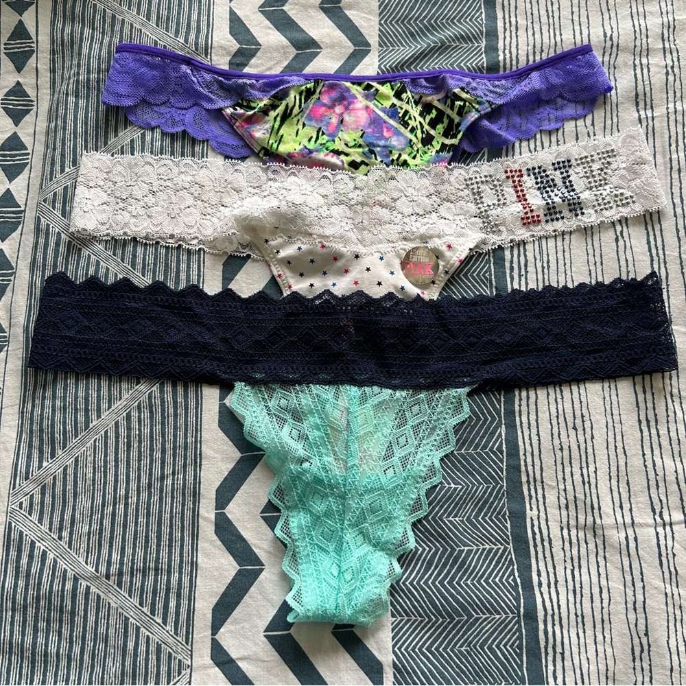 NWT Lace waist thongs - Large - VS Pink